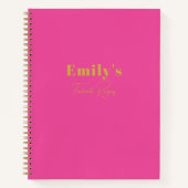 Eenvoudig Modern Helder Roze en Goud Aangepast Rec Notitieboek (Voorkant)