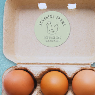 Eenvoudig Modern Hen Boerderij Fresh Eggs Green Ronde Sticker