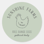 Eenvoudig Modern Hen Boerderij Fresh Eggs Green Ronde Sticker (Voorkant)