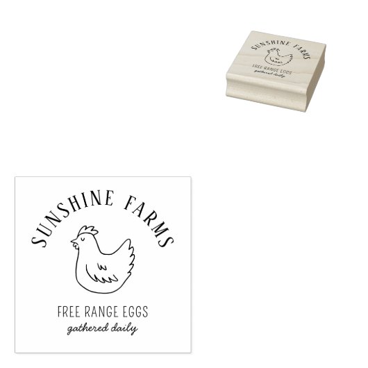 Eenvoudig Modern Hen Boerderij Fresh Eggs Green Rubberstempel (Gestempeld)