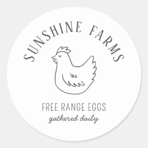 Eenvoudig Modern Hen Boerderij Verse Eieren Ronde Sticker