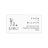 Eenvoudig Modern Het is een meisje RSVP-adres Etiket (Voorkant)