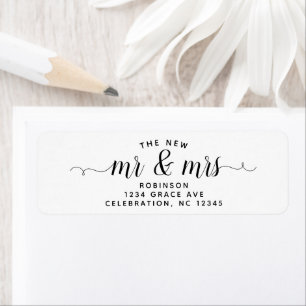 Eenvoudig modern het nieuwe Mr & Mrs Wedding-scrip Etiket