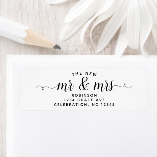 Eenvoudig modern het nieuwe Mr & Mrs Wedding-scrip Etiket (Insitu)