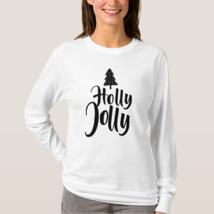 Eenvoudig Modern Holly Jolly Vrolijk Kerstmis Nieu T-shirt