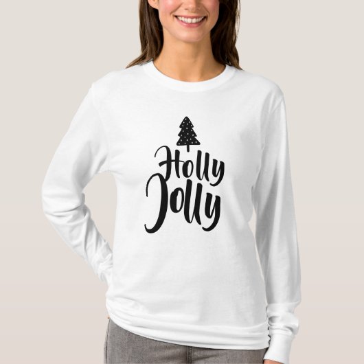 Eenvoudig Modern Holly Jolly Vrolijk Kerstmis Nieu T-shirt (Voorkant)