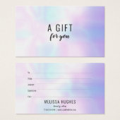 Eenvoudig modern holografisch cadeaubon visitekaartje (Voorkant /achterkant)