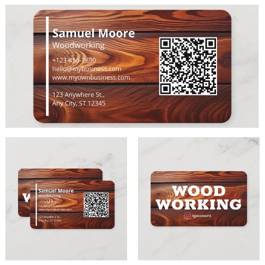 Eenvoudig Modern Houtbewerken Timmermannen QR Code Visitekaartje