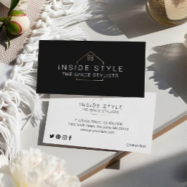 Eenvoudig Modern Huis Staging Logo Zwart Visitekaartje