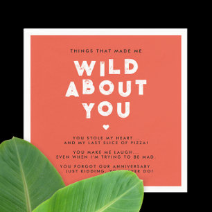 Eenvoudig Modern Ik hou van je Rood en Wit Typogra Servet