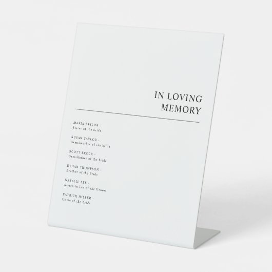 Eenvoudig modern in liefdevolle herinnering bruilo reclamebord met voetstuk (Voorkant)