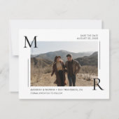 Eenvoudig modern Initiaal monogram met foto Save The Date (Voorkant)