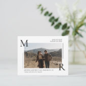 Eenvoudig modern Initiaal monogram met foto Save The Date (Staand voorkant)