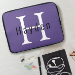 Eenvoudig modern Initiaal   Naam Paars monogram Laptop Sleeve<br><div class="desc">Ultraviolet Paars modern,  aangepast monogram met een minimalistisch ontwerp.</div>