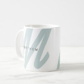 Eenvoudig Modern Initiaal & Naam Sage Groen & Wit Koffiemok (Voorkant links)