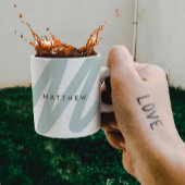 Eenvoudig Modern Initiaal & Naam Sage Groen & Wit Koffiemok