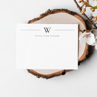 Eenvoudig Modern Initiaal Paar Stationery Notitiekaartje