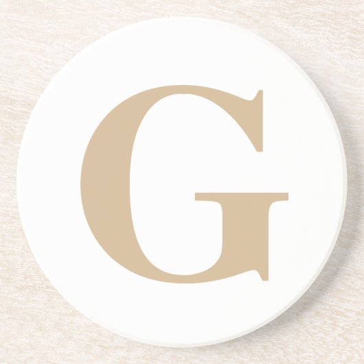 Eenvoudig modern Initiaal wit en beige Zandsteen Onderzetter (Voorkant)