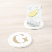 Eenvoudig modern Initiaal wit en beige Zandsteen Onderzetter (Zijkant)