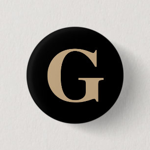 Eenvoudig modern Initiaal zwart-wit en beige Ronde Button 3,2 Cm