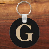Eenvoudig modern Initiaal zwart-wit en beige Sleutelhanger (Achterkant)