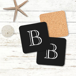 Eenvoudig Modern Initieel Chic Letter Zwart en Wit Bier Onderzetter