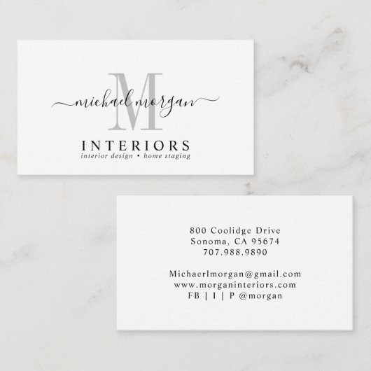 Eenvoudig Modern Interieur Ontwerper Script Stof R Visitekaartje (Voorkant / Achterkant)