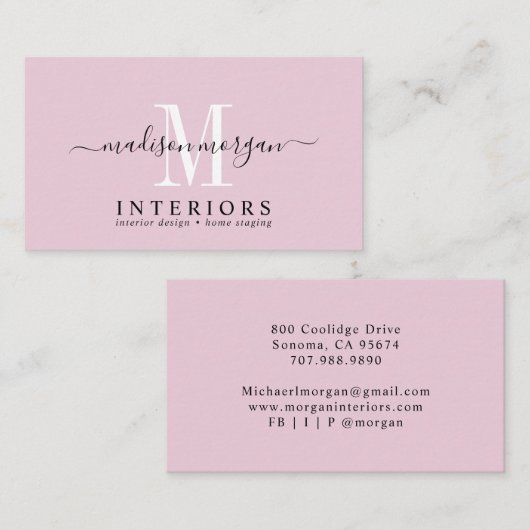 Eenvoudig Modern Interieur Ontwerper Script Stof R Visitekaartje (Voorkant / Achterkant)