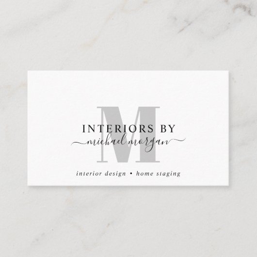 Eenvoudig Modern Interieur Ontwerper Script Zakeli Visitekaartje (Voorkant)
