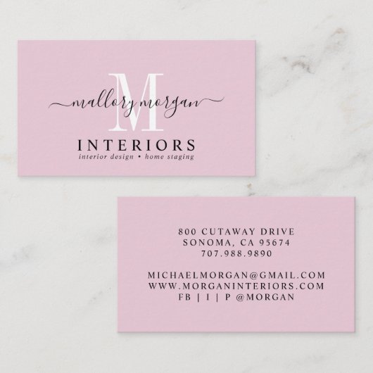 Eenvoudig Modern Interieur Ontwerper Script Zakeli Visitekaartje (Voorkant / Achterkant)