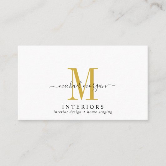 Eenvoudig Modern Interieur Ontwerper Script Zakeli Visitekaartje (Voorkant)