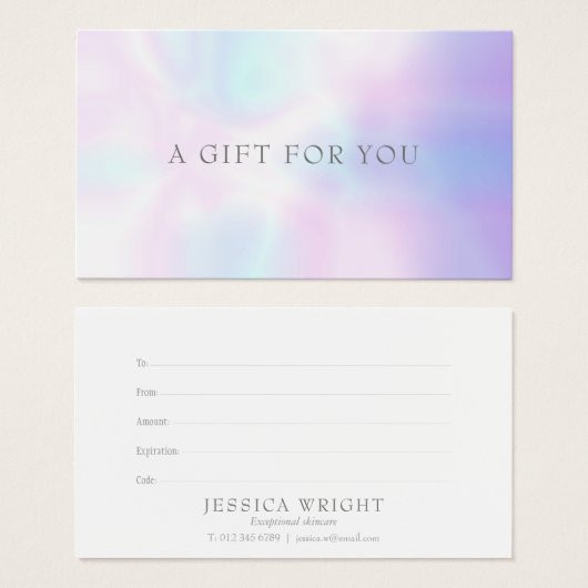 Eenvoudig modern Iridescent Cadeaubon Visitekaartje (Voorkant /achterkant)