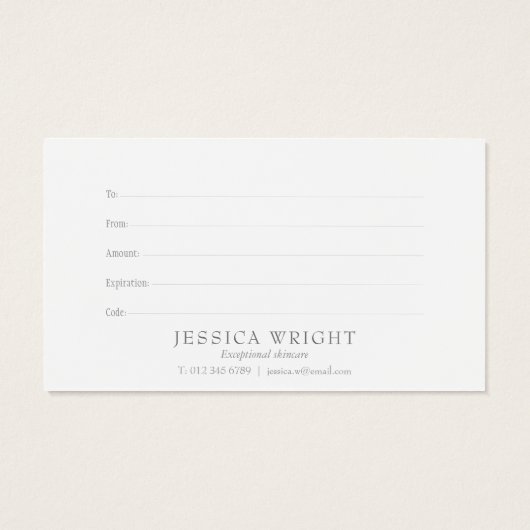 Eenvoudig modern Iridescent Cadeaubon Visitekaartje (Achterkant)