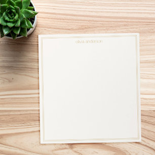 Eenvoudig Modern Ivoor Goud Twee Grens Monogram Notitieblok