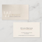 Eenvoudig modern Ivory Monogrammed Professional Visitekaartje (Voorkant / Achterkant)