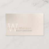 Eenvoudig modern Ivory Monogrammed Professional Visitekaartje (Voorkant)