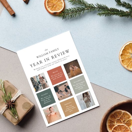 Eenvoudig Modern Jaar In Review Familiefoto Feestdagenkaart