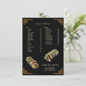 Eenvoudig modern Japans sushirestaurant Menu (Staand voorkant)