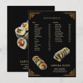 Eenvoudig modern Japans sushirestaurant Menu (Voorkant / Achterkant)