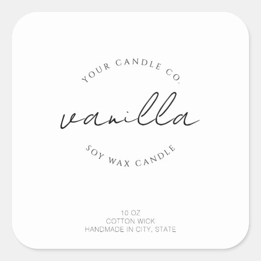Eenvoudig Modern Kaarslabel Vierkante Sticker (Voorkant)