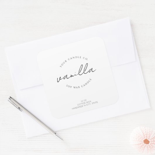 Eenvoudig Modern Kaarslabel Vierkante Sticker (Envelop)