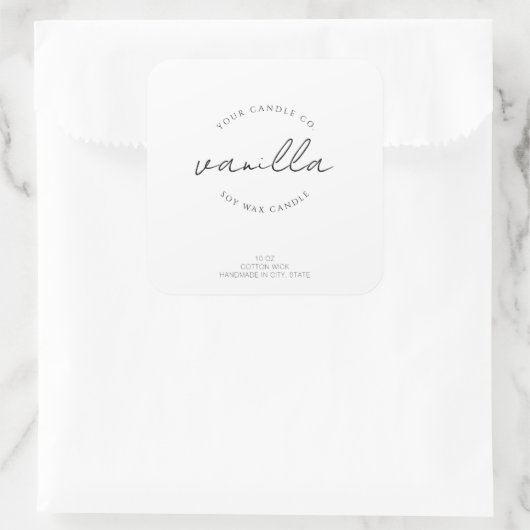 Eenvoudig Modern Kaarslabel Vierkante Sticker (Tas)