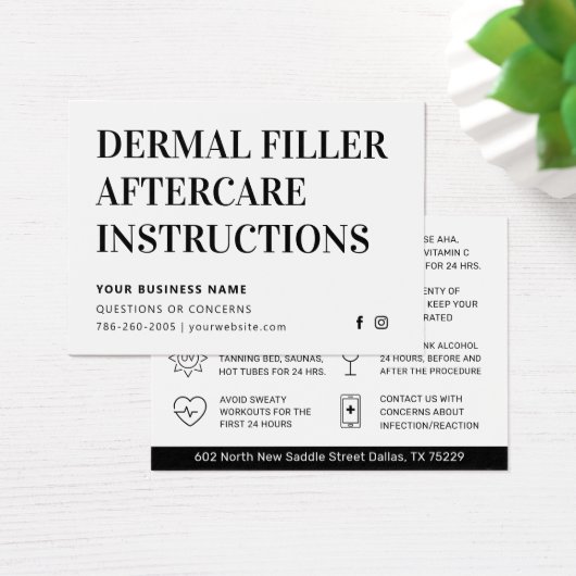 Eenvoudig modern Kaart voor advies na huidvulling (Bureau)