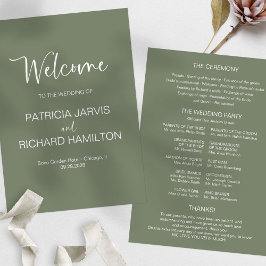 Eenvoudig modern kalligrafie bruiloft programma