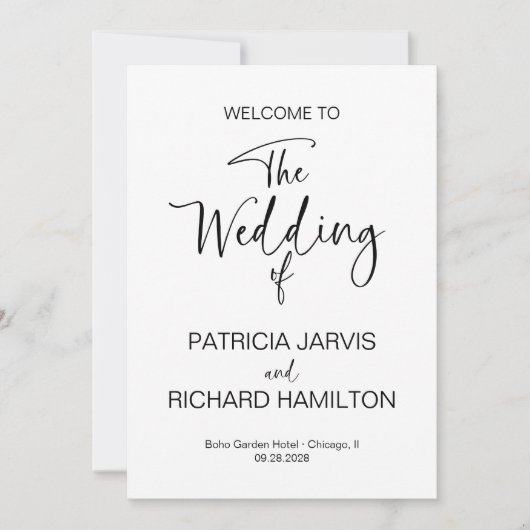 Eenvoudig modern kalligrafie bruiloft programma (Voorkant)