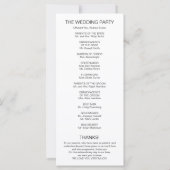 Eenvoudig modern kalligrafie bruiloft programma (Achterkant)