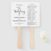 Eenvoudig modern kalligrafie bruiloft programma handwaaier (Voorkant en achterkant)