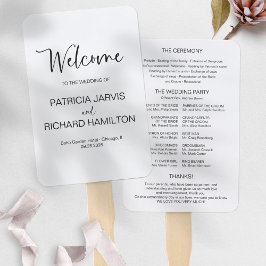 Eenvoudig modern kalligrafie bruiloft programma handwaaier