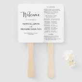 Eenvoudig modern kalligrafie bruiloft programma handwaaier (Voorkant en achterkant)