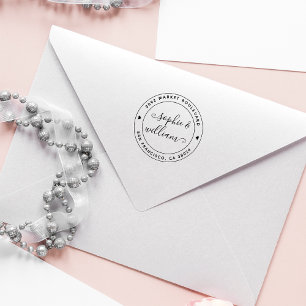 Eenvoudig modern kalligrafie Ronde Return-adres Rubberstempel